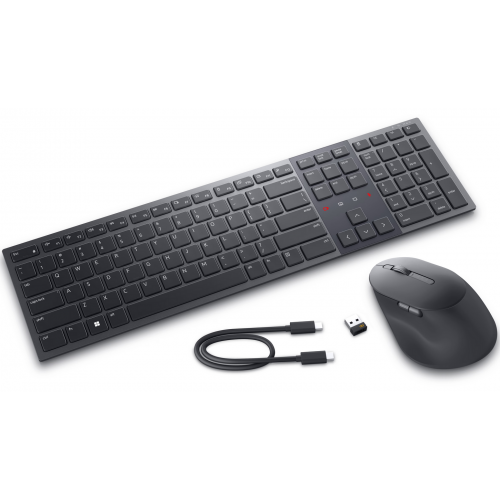Kit Wireless Tastatura Dell Premier Collaboration KM900, USB Wireless/Bluetooth, Layout US, Graphite + Mouse Optic, USB Wireless/Bluetooth, Graphite