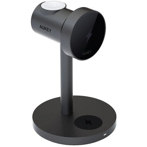 Incarcator wireless AUKEY MagFusion Qi2 3-in-1, 15 W, Space Gray