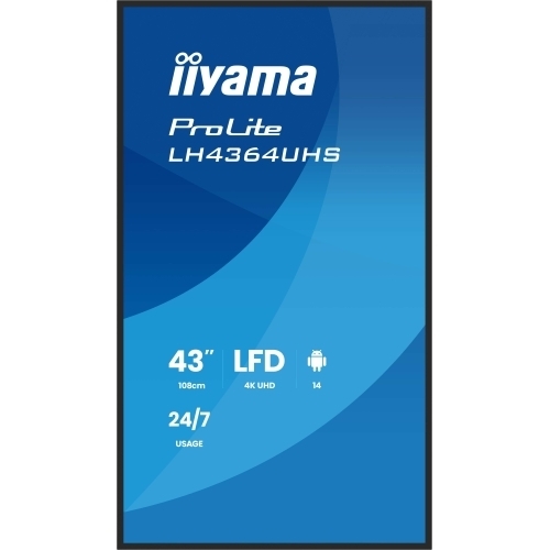 Business Display Iiyama Seria LH64 LH4364UHS-B1AG, 43 inch, 3840x2160 pixeli, Black