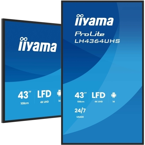 Business Display Iiyama Seria LH64 LH4364UHS-B1AG, 43 inch, 3840x2160 pixeli, Black
