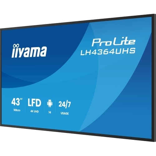 Business Display Iiyama Seria LH64 LH4364UHS-B1AG, 43 inch, 3840x2160 pixeli, Black