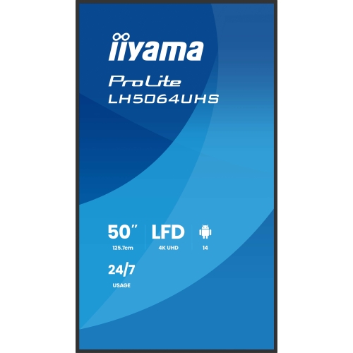 Business Display Iiyama Seria LH64 LH5064UHS-B1AG, 50 inch, 3840x2160 pixeli, Black