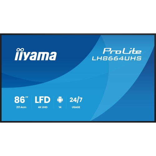 Business Display Iiyama Seria ProLite LH8664UHS-B3AG, 86 inch, 3840 x 2160 pixeli, Black