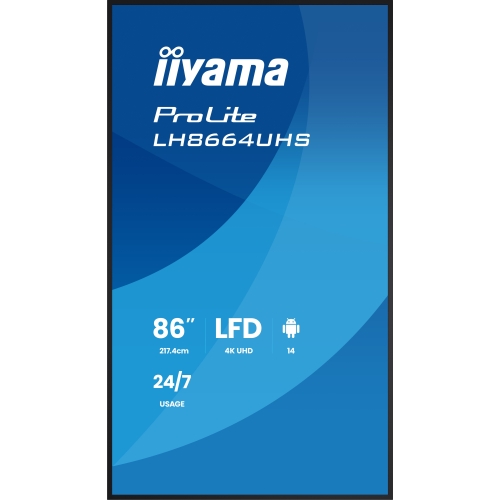 Business Display Iiyama Seria ProLite LH8664UHS-B3AG, 86 inch, 3840 x 2160 pixeli, Black