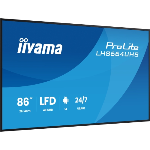 Business Display Iiyama Seria ProLite LH8664UHS-B3AG, 86 inch, 3840 x 2160 pixeli, Black