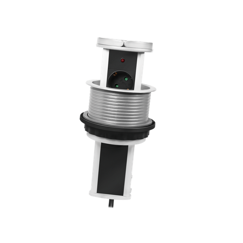 PRELUNGITOR LOGILINK, mecanism ridicare/coborare, indicator LED, Schuko x 3, 230 V/16 A 3500 W max, cablu 3G 1.5mm2, 1.8 m, argintiu/negru/alb 