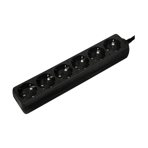 Prelungitor Logilink LPS238B, 6 x Shuko, 1.5 m, Black