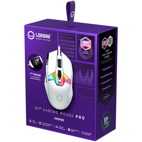 Mouse Optic LORGAR MSP80, RGB LED, USB, White