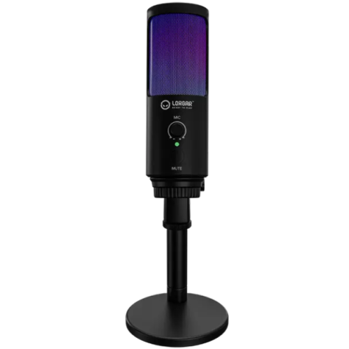 LORGAR SMP40, RGB Microphone with external mute button and metal stand, Black