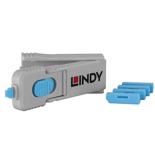 Lindy 4 x DP port Blocker blue