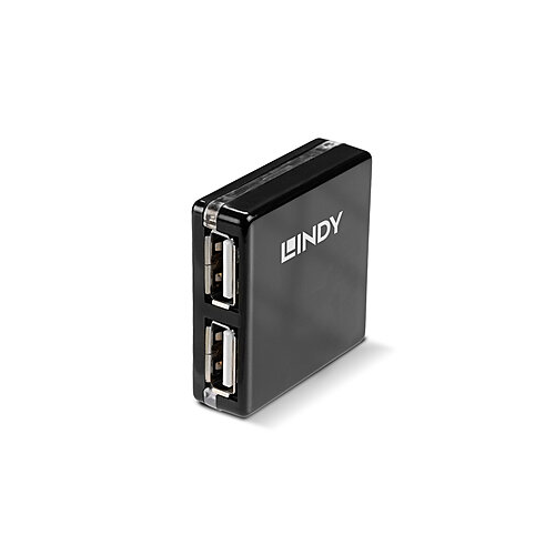 Mini Hub USB Lindy 42742, 4x USB 2.0, Black