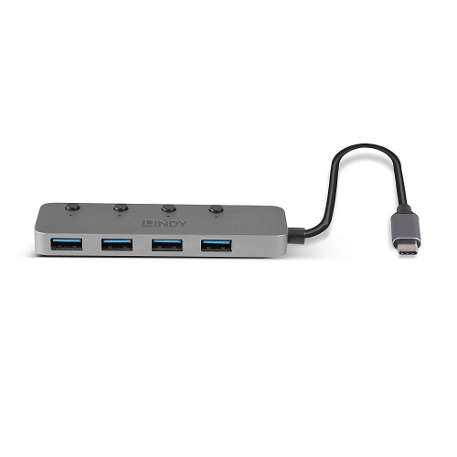 Hub USB Lindy 43383, 4x USB 3.2 gen 1, Grray