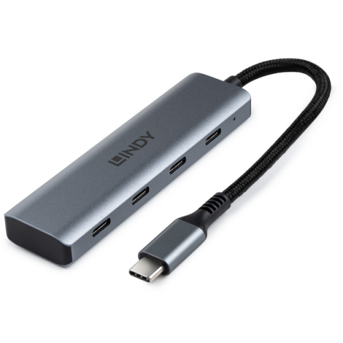 Hub Lindy USB-C 3.2 4 Port, gri