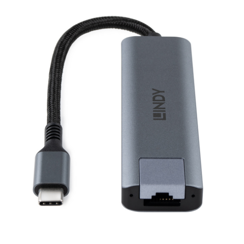 Hub Lindy USB3.2 Gigabit Ethernet, gri