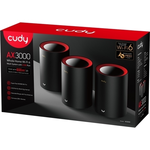 Cudy AX3000 Wi-Fi 6 Mesh 2.5G Solution 3-Pack, Dual-Band, Black