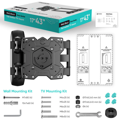 Suport TV Onkron M4SR-B, 17 - 43 inch, Black