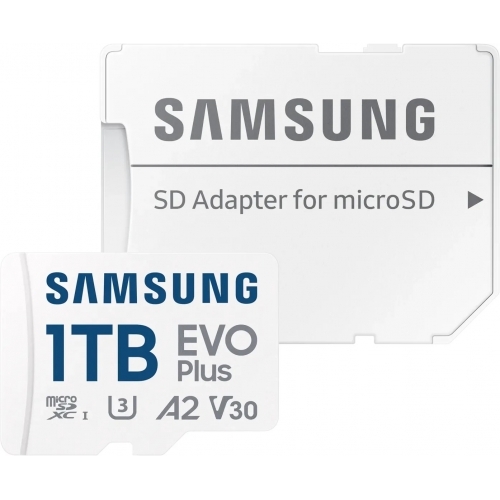 Memory Card microSDXC Samsung EVO Plus 1TB, Class 10, UHS-I U3, V30, A2 + Adaptor SD