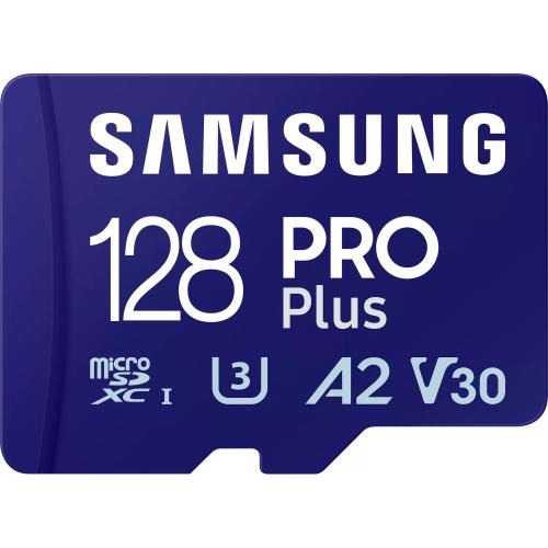 Memory Card microSDXC Samsung PRO Plus MB-MD128SA/EU 128GB, Class 10, UHS-I U3, V30, A2 + Adaptor SD