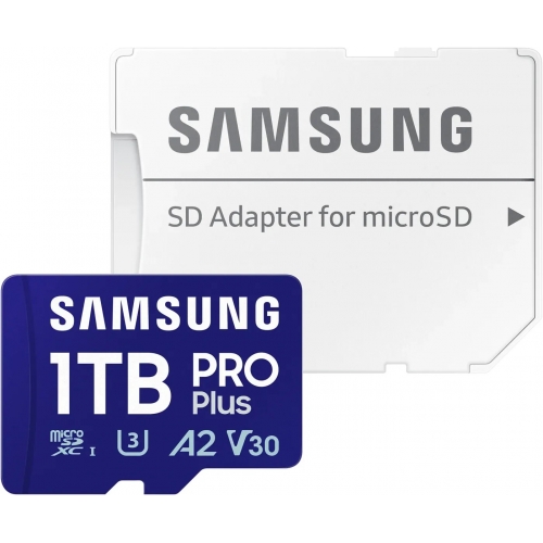 Memory Card microSDXC Samsung PRO Plus 1TB, Class 10, UHS-I U3, V30, A2 + Adaptor SD