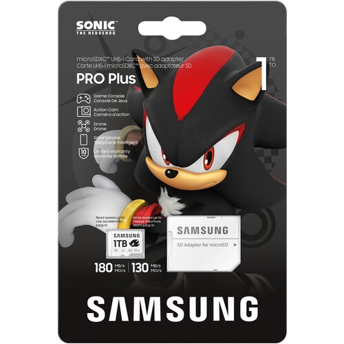 Memory Card microSDXC Samsung PRO Plus Sonic the Hedgehog 1 TB, Class 10, UHS-I U3, V30, A2 + Adaptor SD