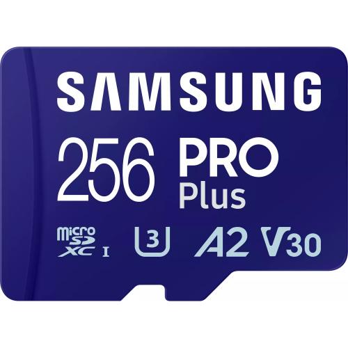 Memory Card microSDXC Samsung PRO Plus MB-MD256SA/EU 256GB, Class 10, UHS-I U3, V30, A2 + Adaptor SD
