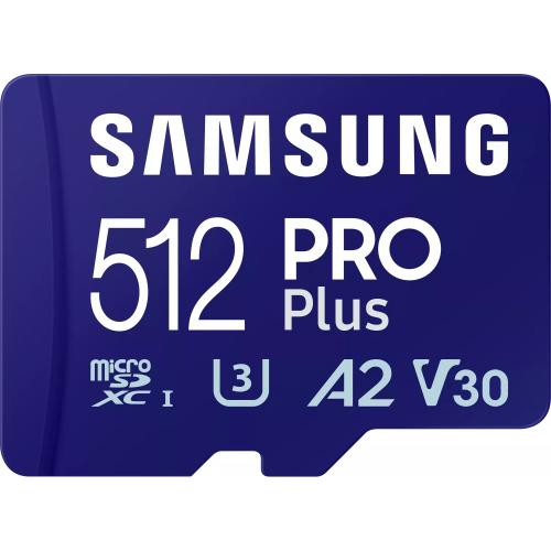 Memory Card microSDXC Samsung PRO Plus MB-MD512SA/EU 512GB, Class 10, UHS-I U3, V30, A2 + Adaptor SD