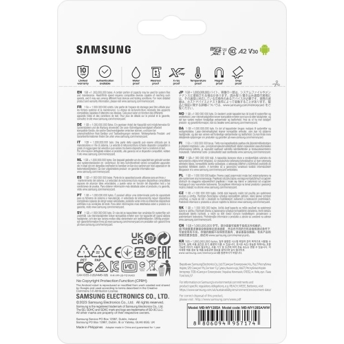 Memory Card microSDXC Samsung PRO Ultimate MB-MY128SA/WW 128GB, Class 10, UHS-I U3, V30, A2 + Adaptor SD