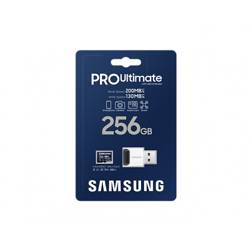 Memory Card microSDXC Samsung PRO Ultimate MB-MY256SB/WW 256GB, Class 10, UHS-I U3, V30, A2 + Adaptor USB