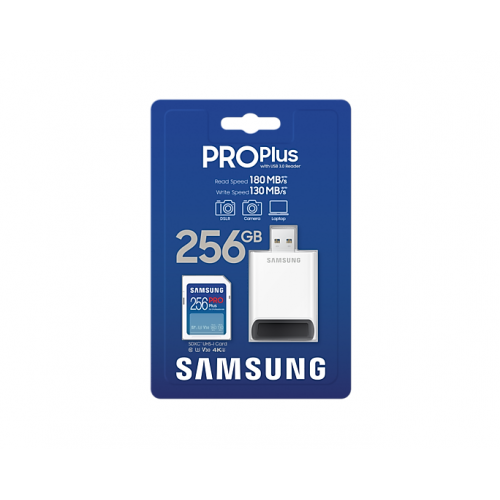 Memory Card SDXC Samsung PRO Plus MB-SD256SB/WW 256GB, Class 10, UHS-I U3, V30 + Adaptor USB