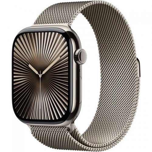 SmartWatch Apple Watch S10 Titanium, 1.96inch, 4G, Curea Inox S/M, Natural Milanese Loop