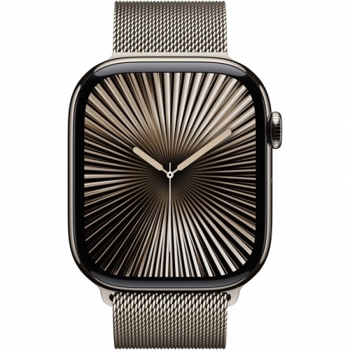 SmartWatch Apple Watch S10 Titanium, 1.96inch, 4G, Curea Inox S/M, Natural Milanese Loop
