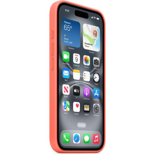 Protectie pentru spate Apple Silicone Case with MagSafe pentru iPhone 16, Tangerine