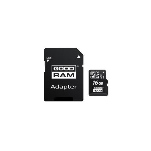 Memory Card microSDHC GOODRAM 16GB, Class 10, UHS-I U1 + Adaptor SD