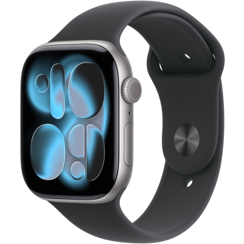 SmartWatch Apple Watch Series 11 Aluminium, 1.77inch, Curea Silicon S/M, Space Grey - Black Sport Band