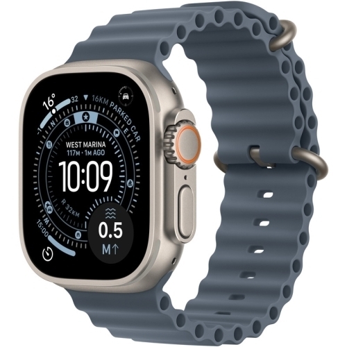 SmartWatch Apple Watch Ultra 3 Titanium, 1.98 inch, 5G, Curea Silicon, Natural - Anchor Blue Ocean Band