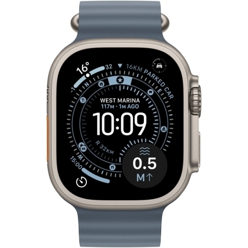 SmartWatch Apple Watch Ultra 3 Titanium, 1.98 inch, 5G, Curea Silicon, Natural - Anchor Blue Ocean Band