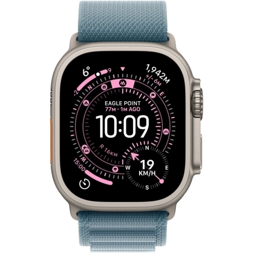 SmartWatch Apple Watch Ultra 3 Titanium, 1.98 inch, 5G, Curea Nylon Large, Natural - Light Blue Alpine Loop