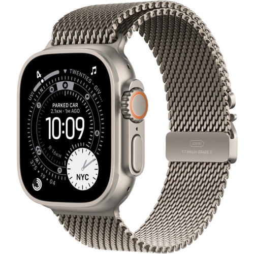 SmartWatch Apple Watch Ultra 3 Titanium, 1.98 inch, 5G, Curea Titan Large, Natural - Natural Titanium Milanese Loop