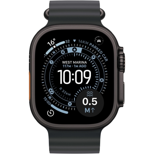 SmartWatch Apple Watch Ultra 3 Titanium, 1.98 inch, 5G, Curea Silicon, Black - Black Ocean Band