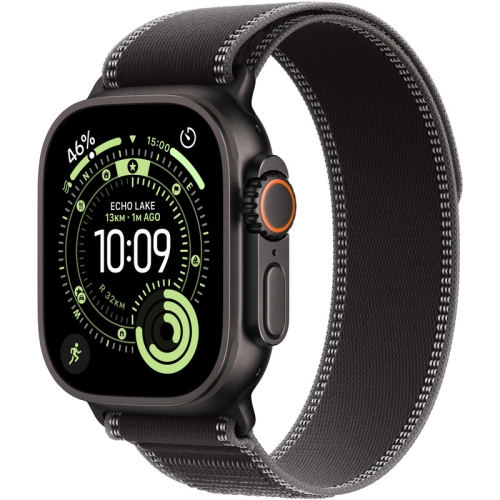SmartWatch Apple Watch Ultra 3 Titanium, 1.98 inch, 5G, Curea Nylon S/M, Black - Black/Charcoal Trail Loop