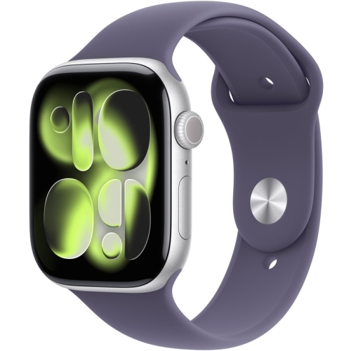 SmartWatch Apple Watch Series 11 Aluminium, 1.77inch, 5G, Curea Silicon M/L, Silver - Purple Fog Sport Band