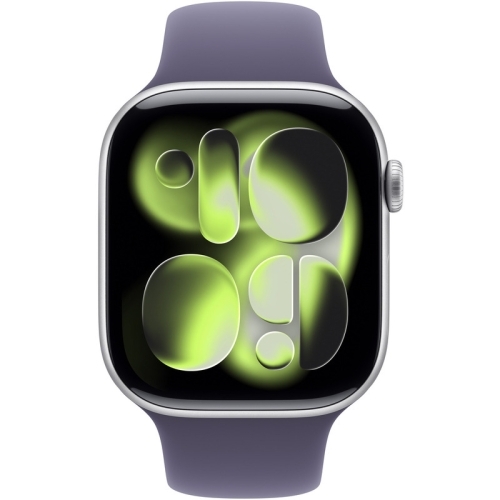 SmartWatch Apple Watch Series 11 Aluminium, 1.77inch, 5G, Curea Silicon M/L, Silver - Purple Fog Sport Band