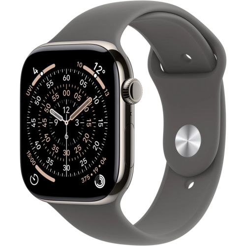 SmartWatch Apple Watch Series 11 Titanium, 1.77inch, 5G, Curea Silicon S/M, Natural - Stone Grey Sport Band