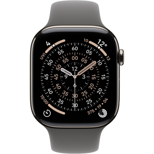 SmartWatch Apple Watch Series 11 Titanium, 1.77inch, 5G, Curea Silicon S/M, Natural - Stone Grey Sport Band