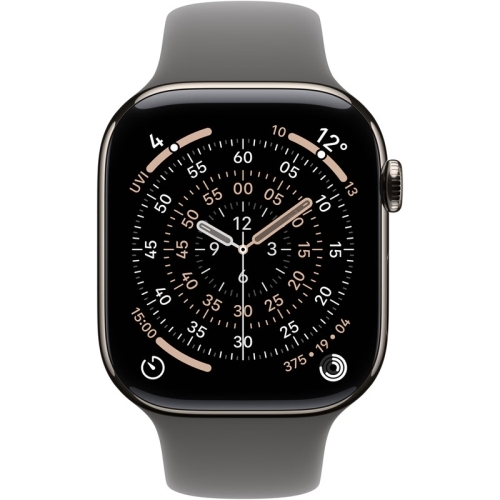 SmartWatch Apple Watch Series 11 Titanium, 1.77inch, 5G, Curea Silicon M/L, Natural - Stone Grey Sport Band