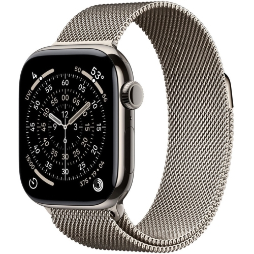 SmartWatch Apple Watch Series 11 Titanium, 1.77inch, 5G, Curea Otel inoxidabil, Natural - Natural  Milanese Loop