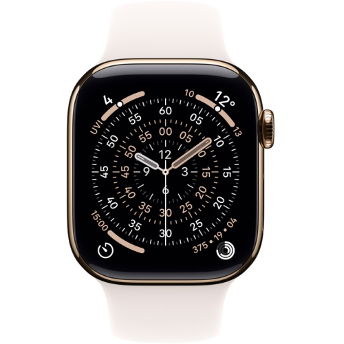 SmartWatch Apple Watch Series 11 Titanium, 1.77inch, 5G, Curea Silicon S/M, Gold - Light Blush Sport Band