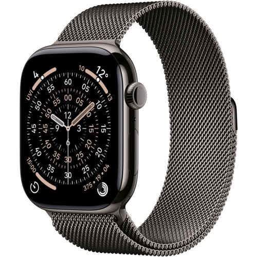SmartWatch Apple Watch Series 11 Titanium, 1.96 inch, 5G, Curea Otel inoxidabil S/M, Slate - Slate Milanese Loop