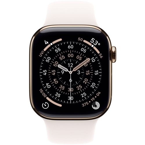 SmartWatch Apple Watch Series 11 Titanium, 1.96 inch, 5G, Curea Silicon M/L, Gold - Light Blush Sport Band