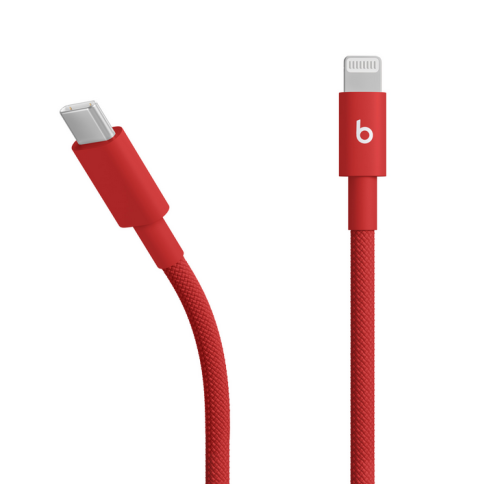 Cablu de date Apple Beats Woven Cable, USB-C male - Lightning male, 1.5 m, Rapid Red